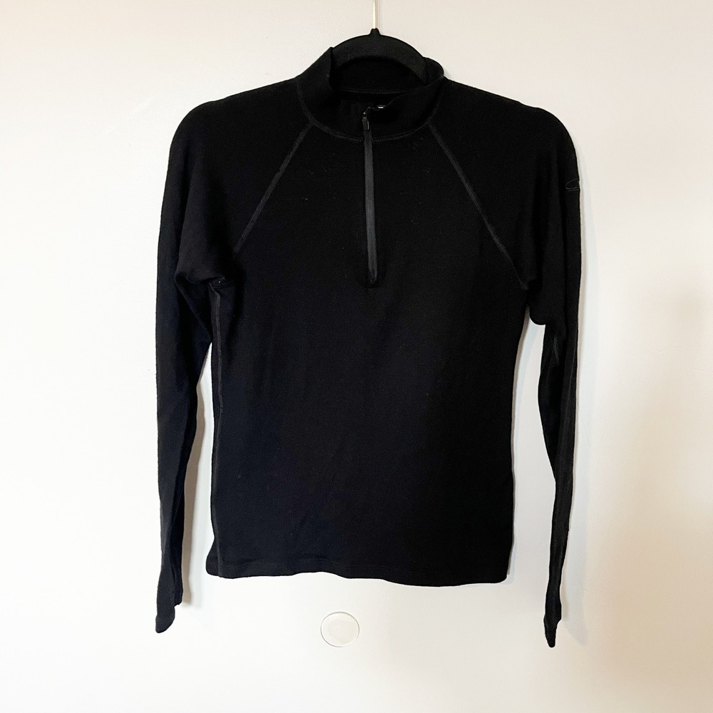 Icebreaker‎ kids black 1/4 zip pullover unisex 14 years/large
